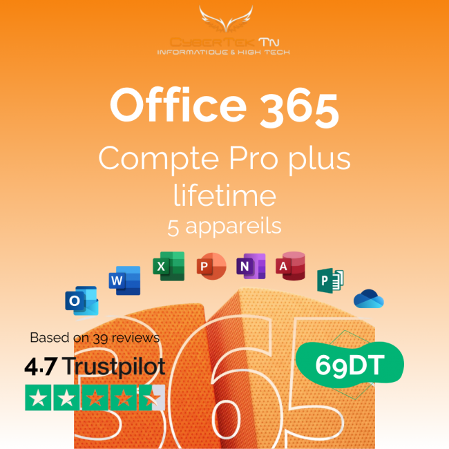 COMPTE Microsoft Office 365 Pro Lifetime pour 5 appareils – vue avant COMPTE Microsoft Office 365 Pro Lifetime pour 5 appareils – vue avant